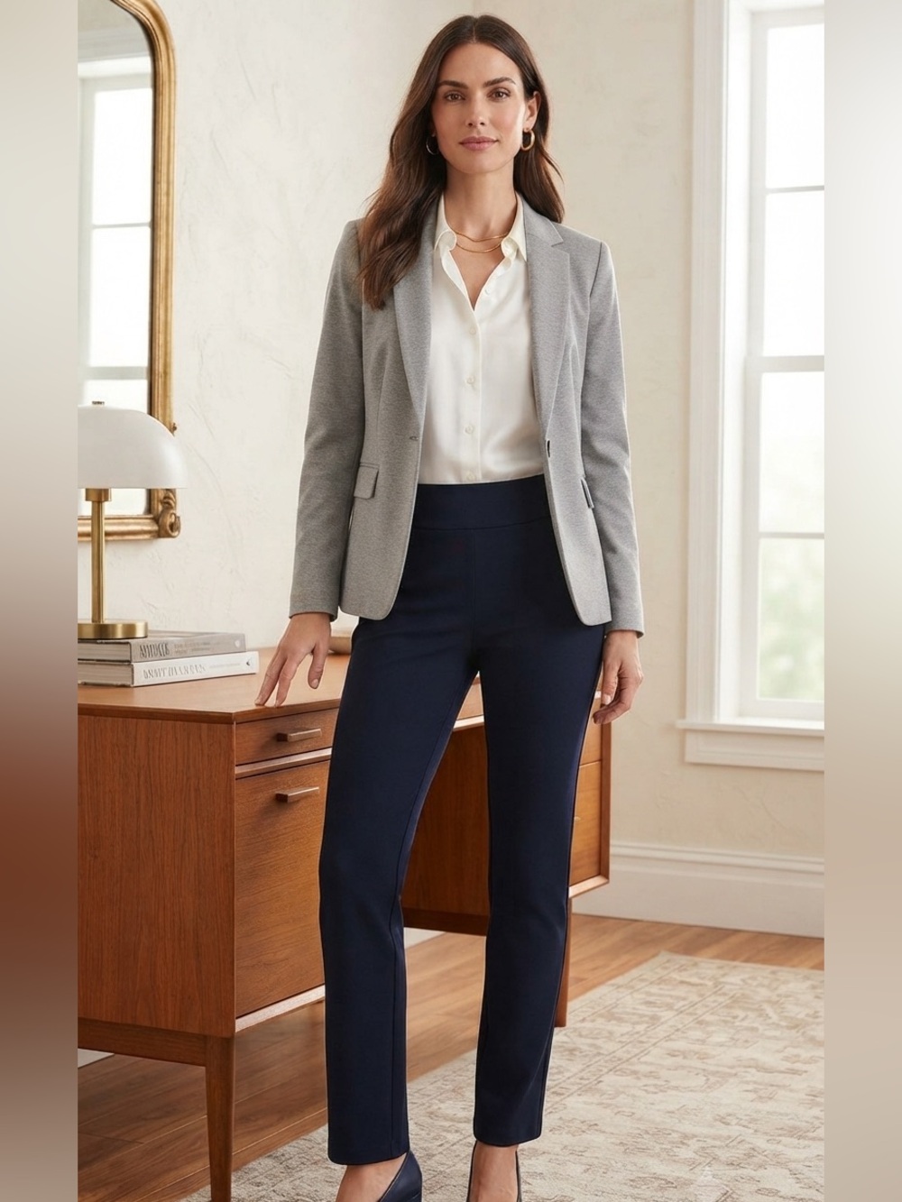 Women's Black Straight-Leg Work Trousers